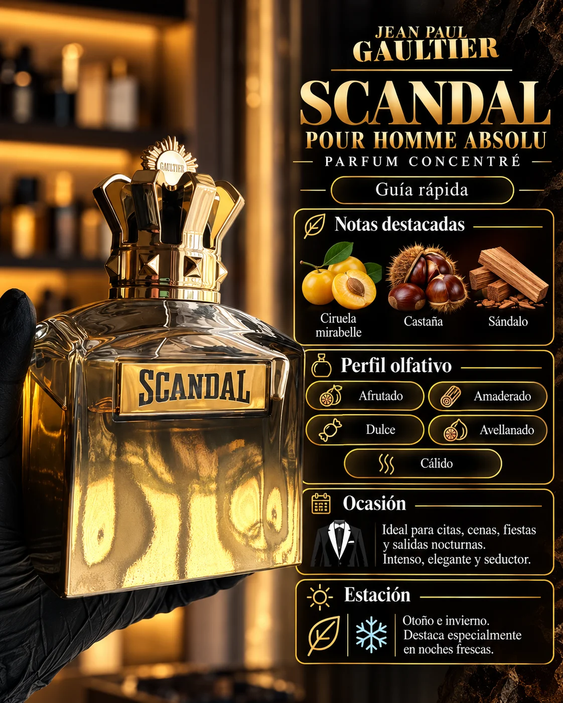 Jean Paul Gaultier Scandal Pour Homme Absolu EDP decant original Decants de disenador en Eudecant